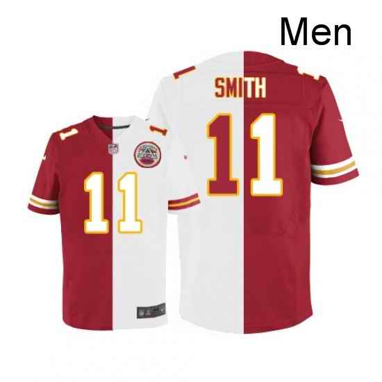 Men Nike Kansas City Chiefs 11 Alex Smith Elite RedWhite Split Fashion NFL Jersey
